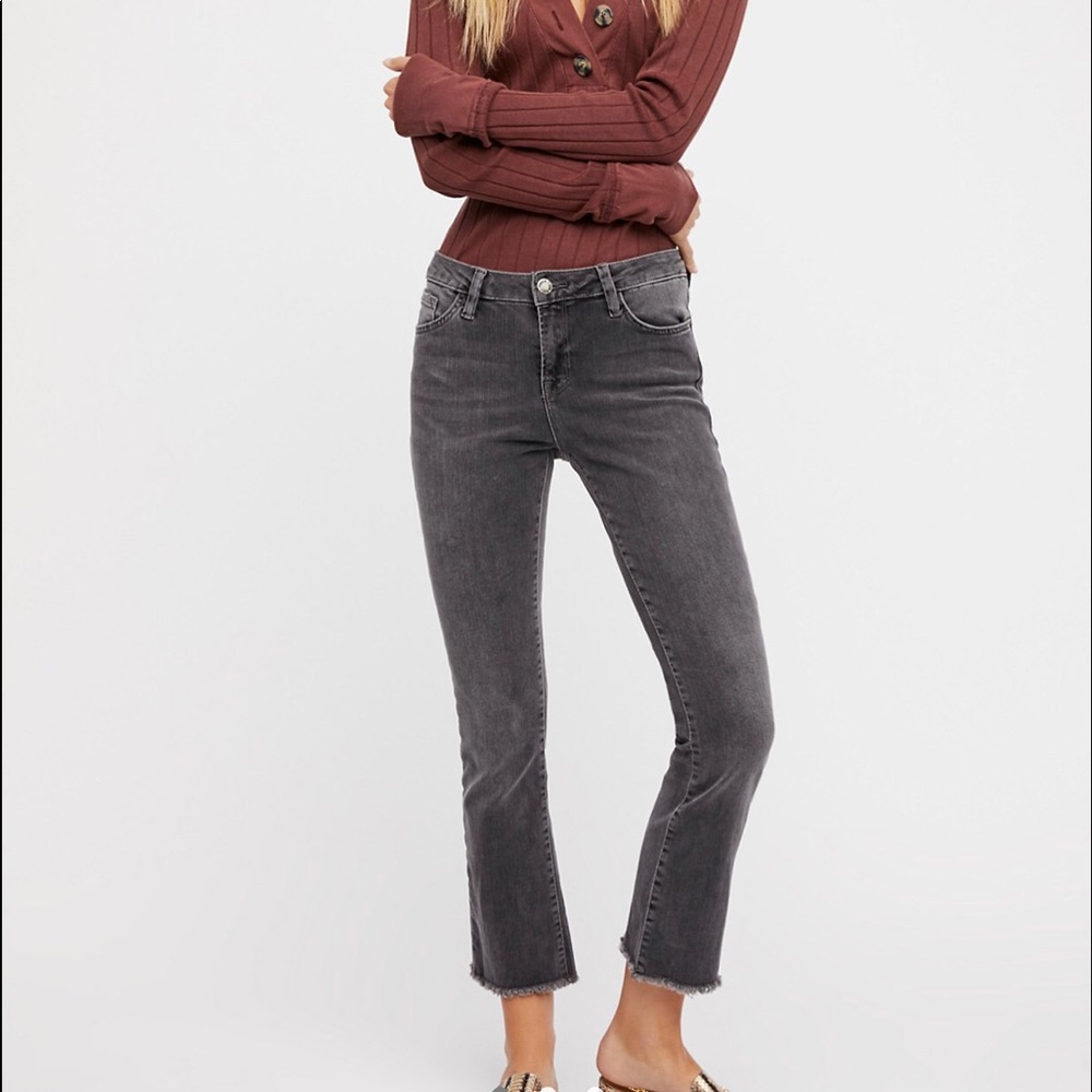 Free People straight crop jeans in grey